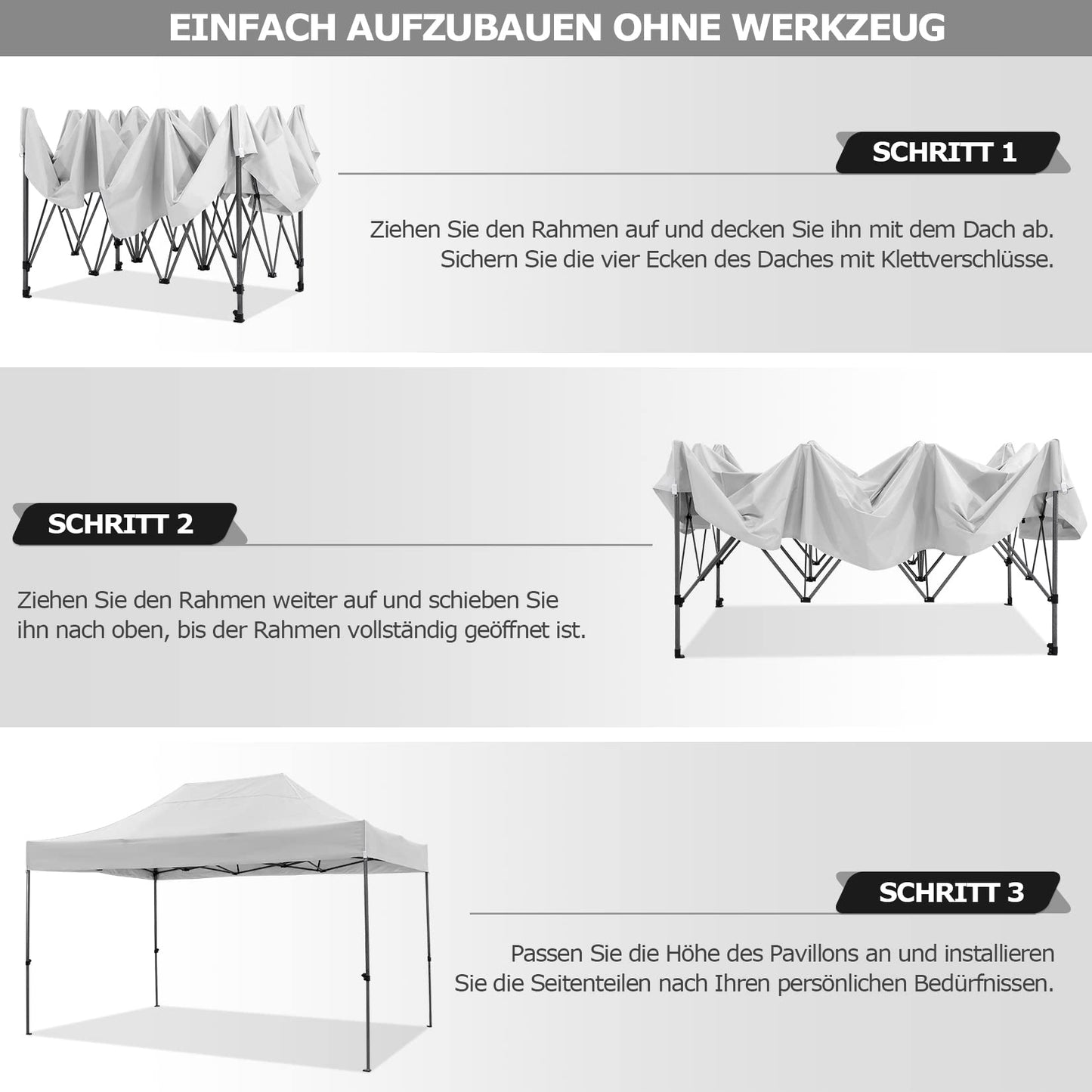 COBIZI 3x4,5m Faltpavillon mit 4 Seitenwänden, Wasserdicht für Garten und Events