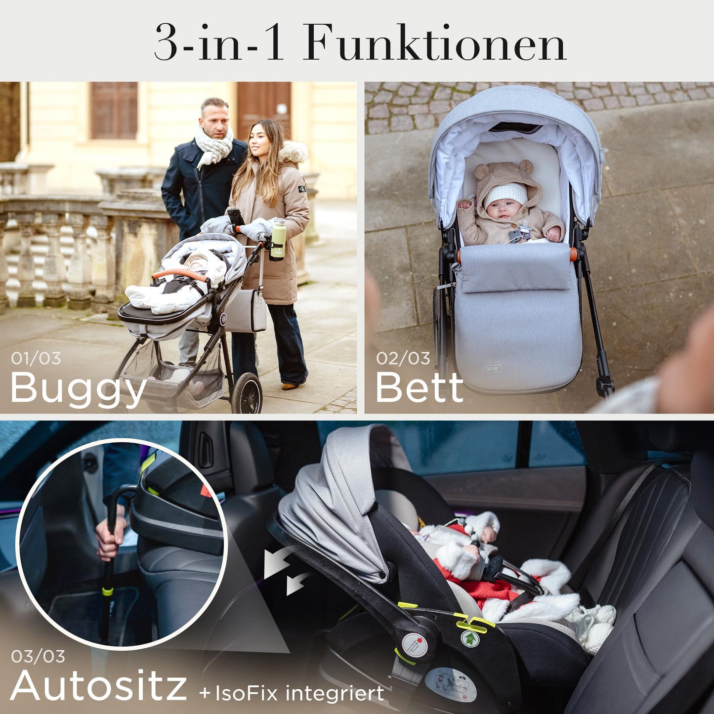 Kinderwagen 3 in 1 mit Babyschale