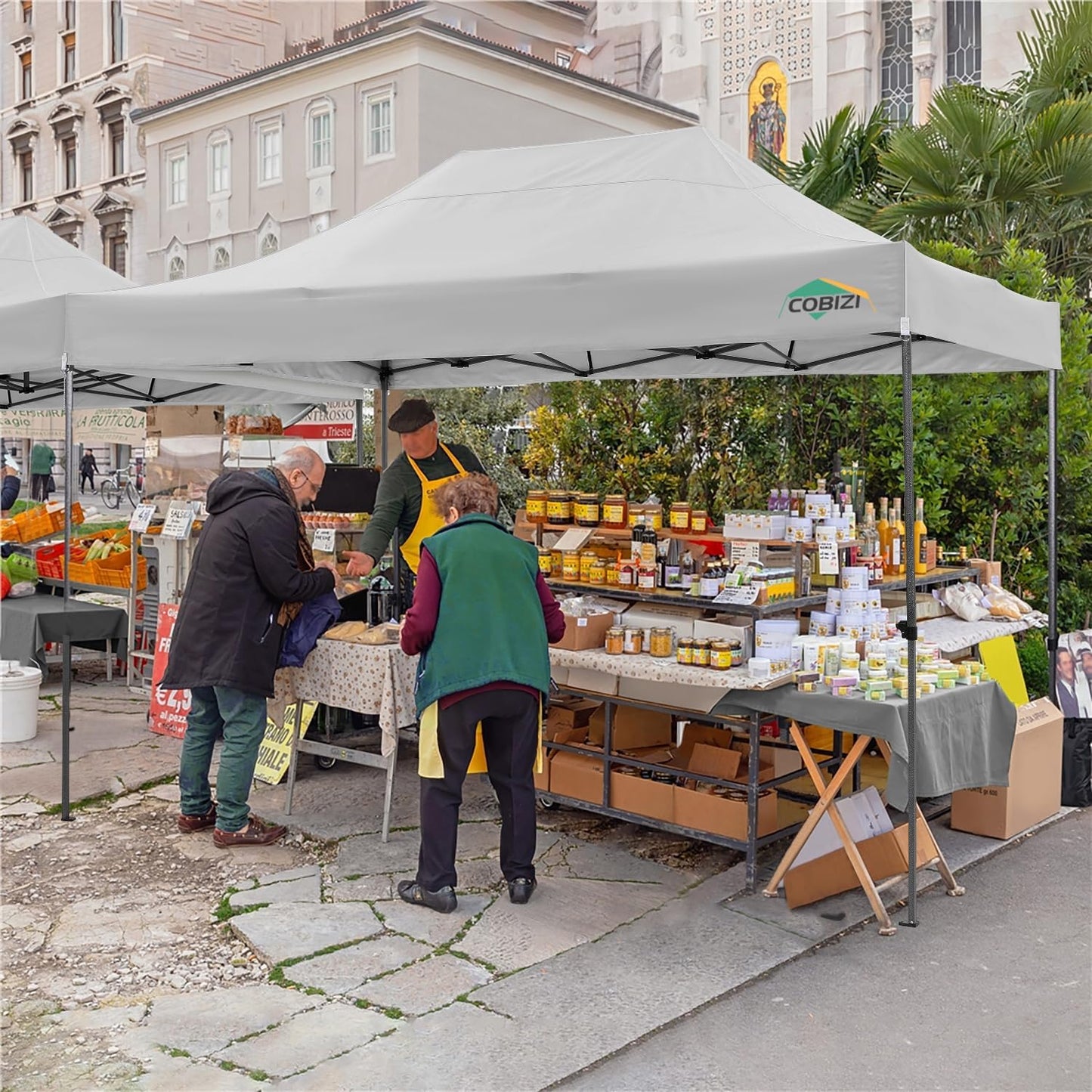COBIZI 3x4,5m Faltpavillon mit 4 Seitenwänden, Wasserdicht für Garten und Events