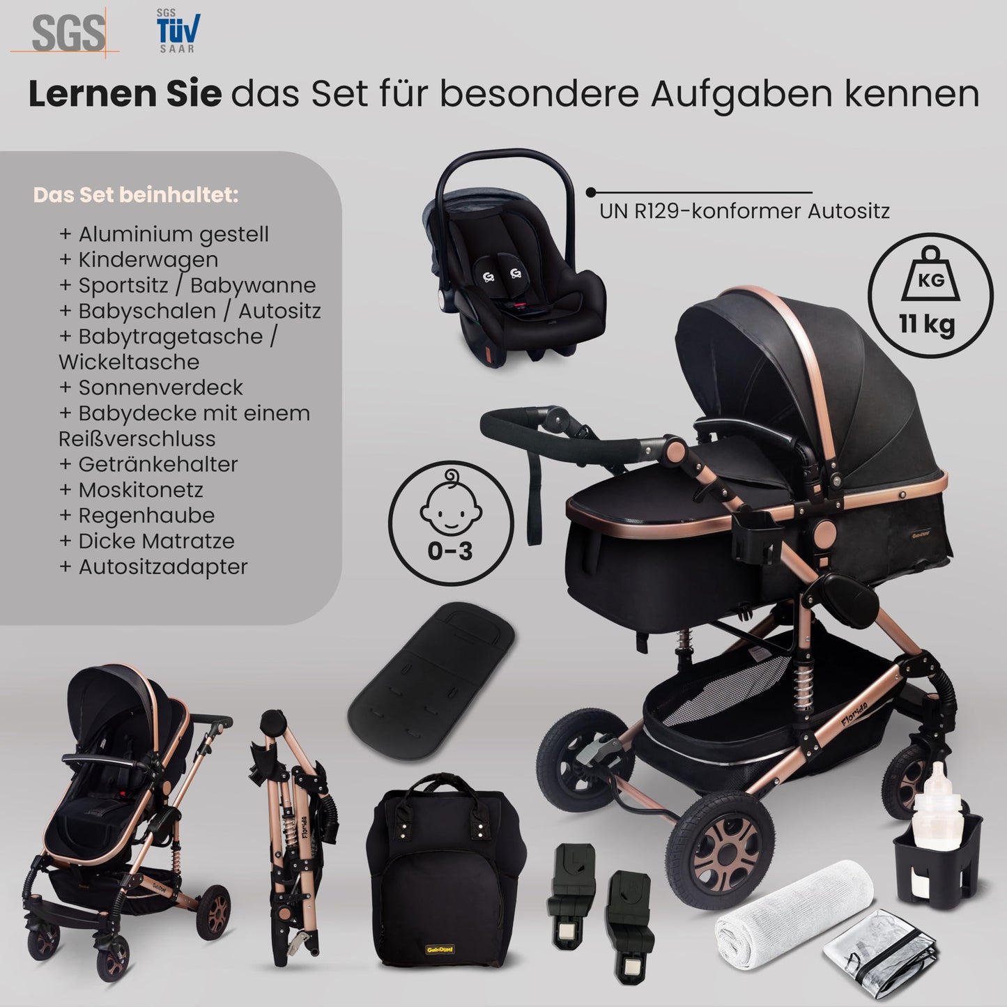 GaGaDumi Florida Kinderwagen 3 in 1