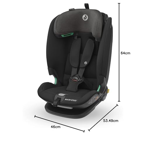 Maxi-Cosi Titan Plus i-Size, mitwachsender Kinderautositz, 15 Monat-12 Jahre (76-150 cm), G-CELL-Seitenaufprallschutz, 4 Liegepositionen, weiche Schaumstoffpolster in Kopfstütze, Authentic Black