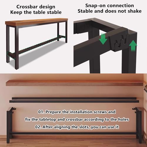 Moderner Bartisch aus Teakholz, 140x30x100 cm, für Innen- und Außenbereich.