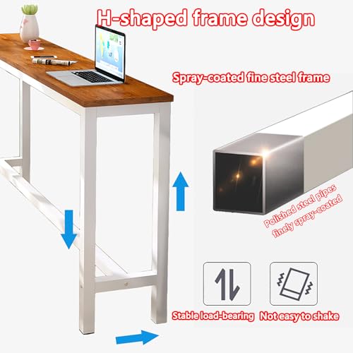 Moderner Bartisch aus Teakholz, 140x30x100 cm, für Innen- und Außenbereich.