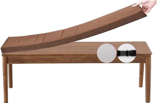 Waschbares, rutschfestes Outdoor-Bankkissen-Set, 150x40x5 cm, Hellbraun.