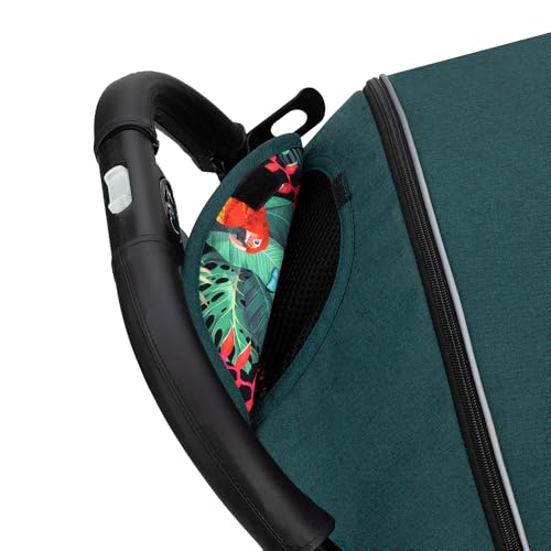 MoMi ESTELLE Kinderwagen ab 6. Monat (bis 15 kg), klappbarer Buggy mit 5-Punkt-Sicherheitsgurt, Einkaufskorb und Liegefunktion, Teleskop-Stange zum Ziehen, steht nach dem Zusammenklappen
