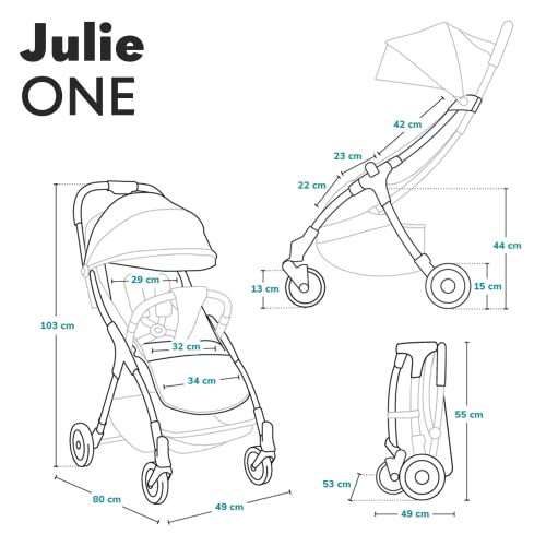 LIONELO Julie One Buggy Kinderwagen bis 22 kg, verstellbare Rückenlehne und Fußstütze, Moskitonetz, Beinwärmer, Getränkehalter und Transporttasche, zusammenklappbar TROPICAL GREEN