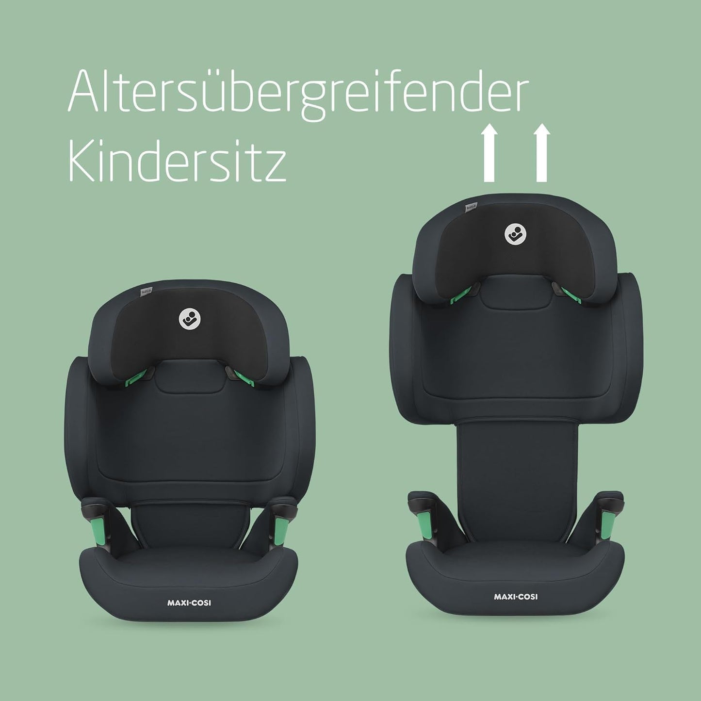 Maxi-Cosi RodiFix M i-Size, Kindersitz mit hohem Rücken, 3,5–12 Jahre, 100–150 cm, ISOFIX-Kindersitz, G-CELL Seitenaufprallschutz, verstellbare Höhe, schnelles und einfaches Anschnallen, Basic Grey