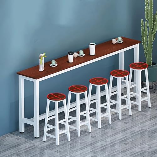 Moderner Bartisch aus Teakholz, 140x30x100 cm, für Innen- und Außenbereich.