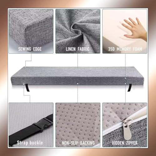 Wasserdichtes Outdoor-Bankkissen 170x30x5 cm, Schaumstoff für 2-/3-Sitzer, Braun"