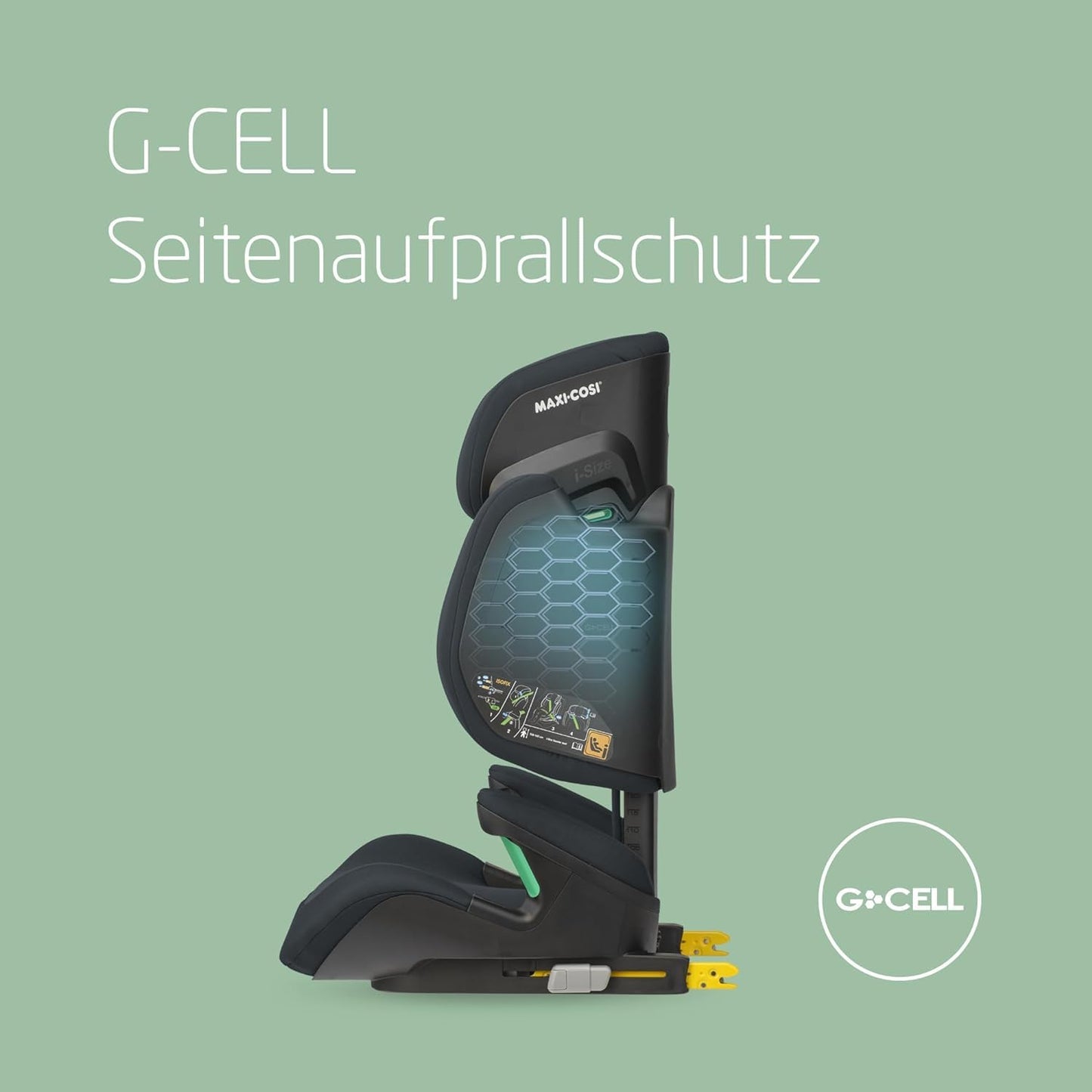 Maxi-Cosi RodiFix M i-Size, Kindersitz mit hohem Rücken, 3,5–12 Jahre, 100–150 cm, ISOFIX-Kindersitz, G-CELL Seitenaufprallschutz, verstellbare Höhe, schnelles und einfaches Anschnallen, Basic Grey