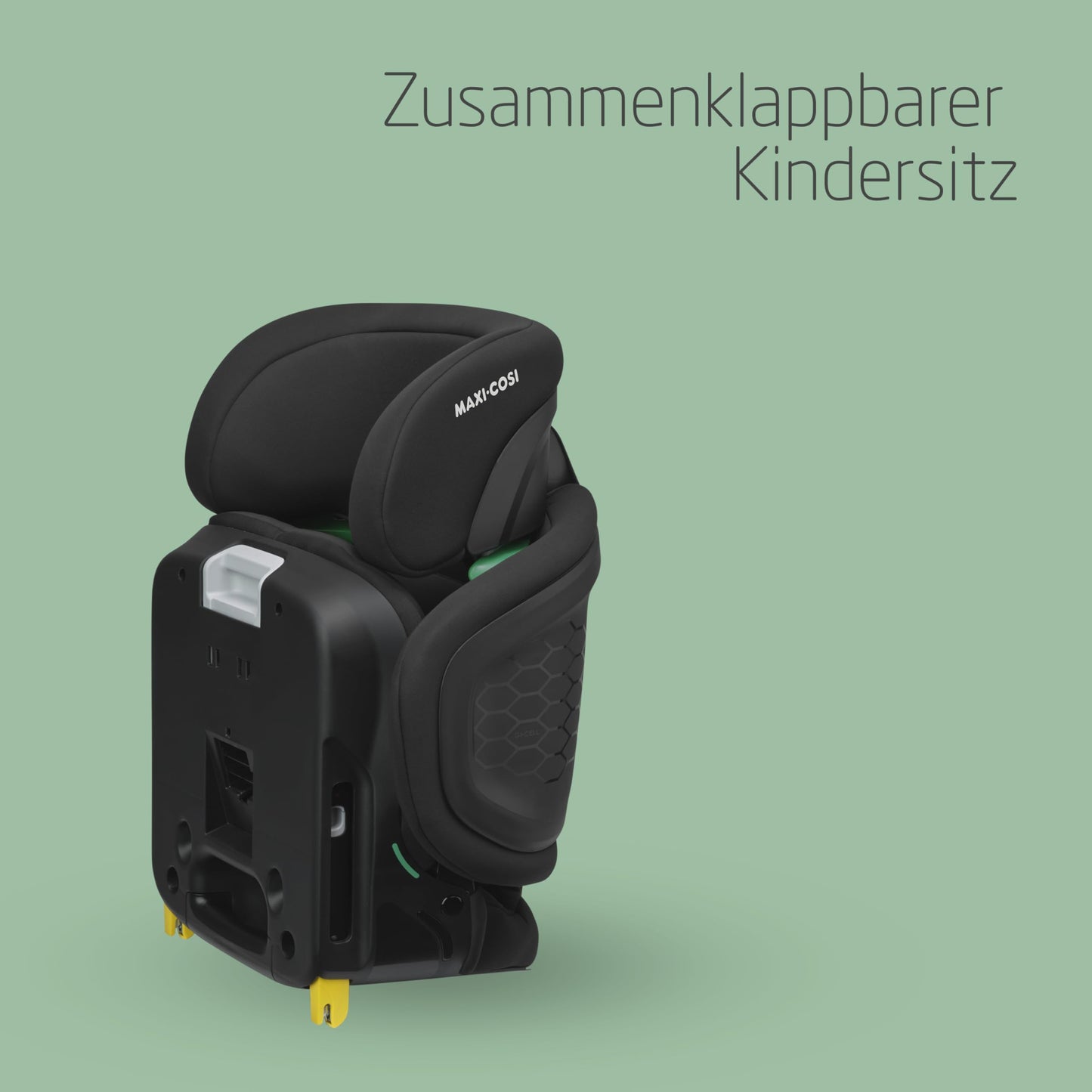 Maxi-Cosi Tanza i-Size, Klappbarer Kindersitz, 3,5-12 Jahren, 100–150 cm, 10 Kopfstützenpositionen, Tragbarer Reiseautositz, G-CELL Seitenaufprallschutz, Umweltfreundliche Produktion, Full Black