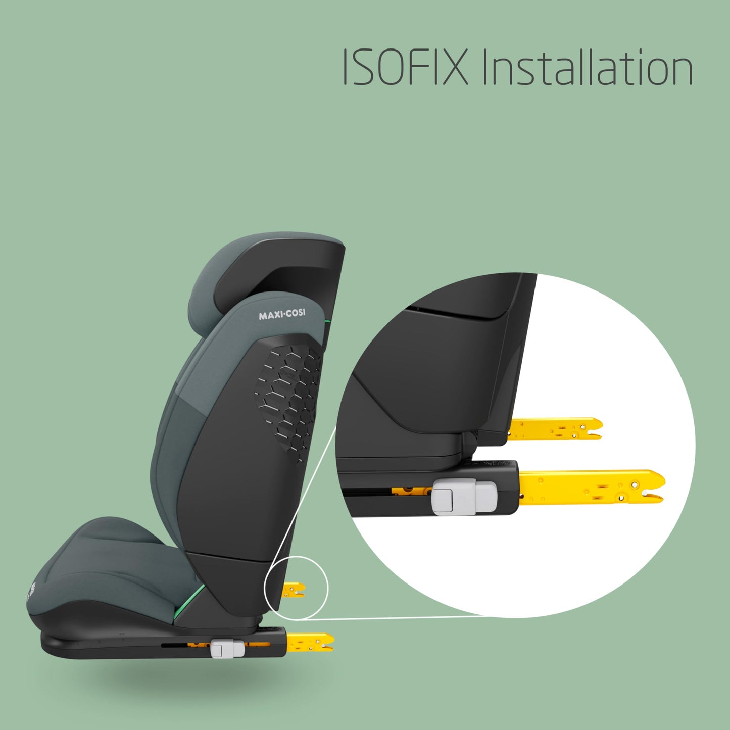 Maxi-Cosi RodiFix S i-Size Kindersitz, 100–150 cm, 3,5–12 Jahre, Autositz Kinder, 3 Liegepositionen, Verstellbare Höhe/Breite, G-CELL Side Impact Protection, AirProtect, Tonal Graphite