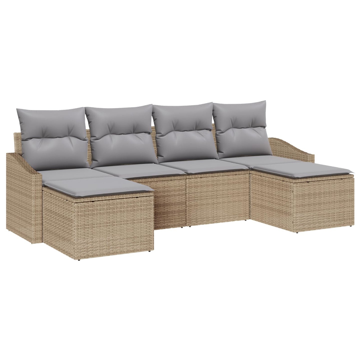 vidaXL 6-teiliges Garten-Sofa-Set, Beige, Poly-Rattan, wasserabweisend.vidaXL 6-teiliges Garten-Sofa-Set, Beige, Poly-Rattan, wasserabweisend.
