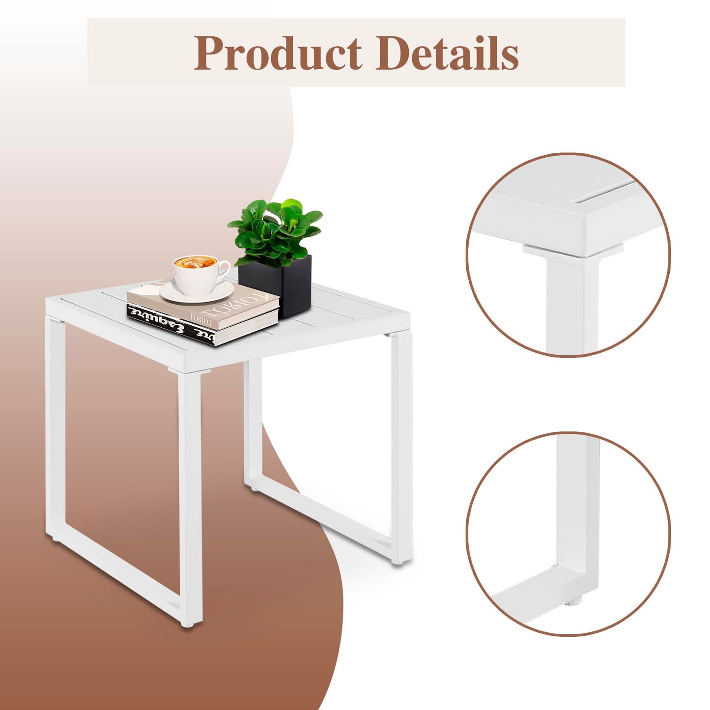 YIYAN 3-teiliges Rattan-Bistro-Set, für 2 Personen, mit Kaffeetisch, Weiß.