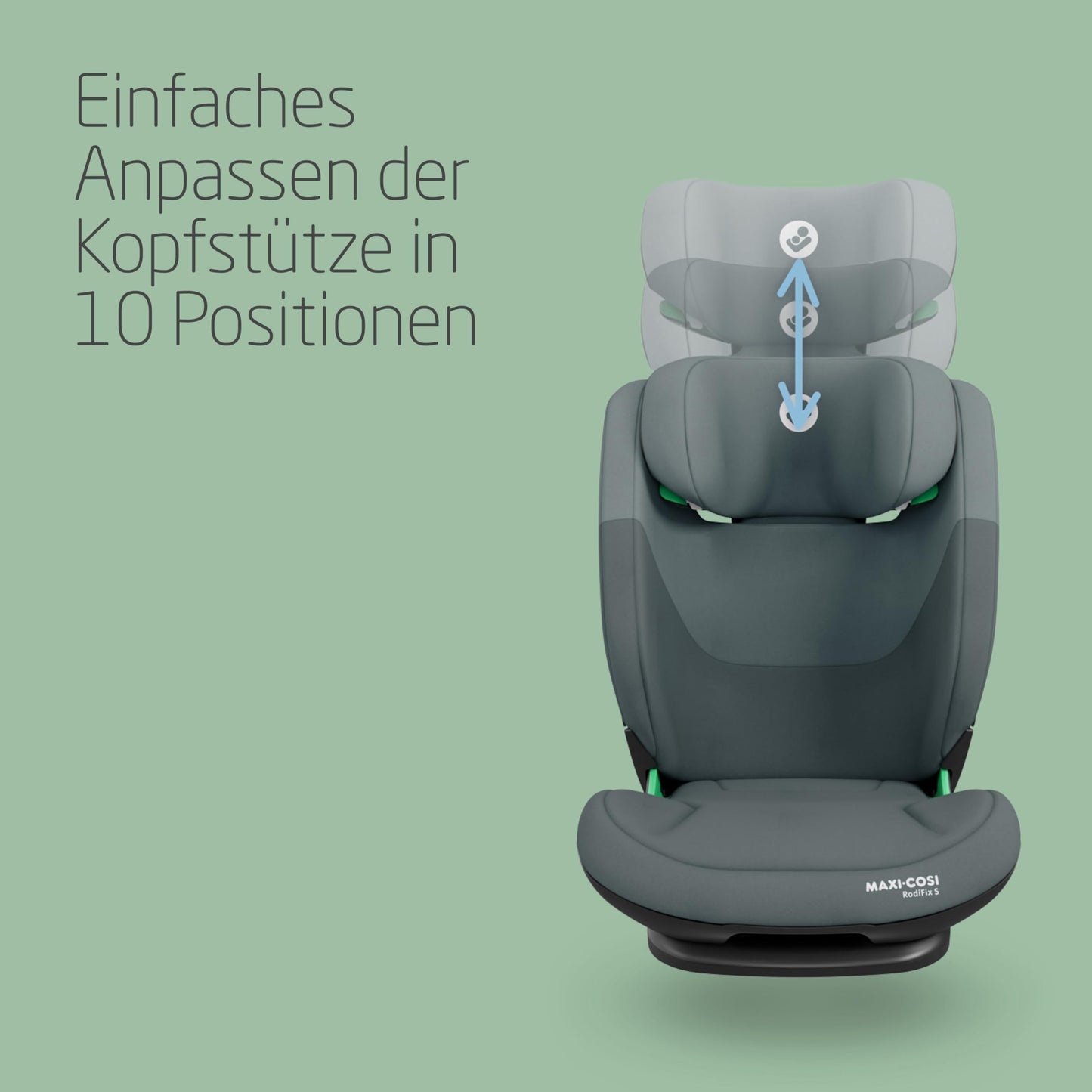 Maxi-Cosi RodiFix S i-Size Kindersitz, 100–150 cm, 3,5–12 Jahre, Autositz Kinder, 3 Liegepositionen, Verstellbare Höhe/Breite, G-CELL Side Impact Protection, AirProtect, Tonal Graphite