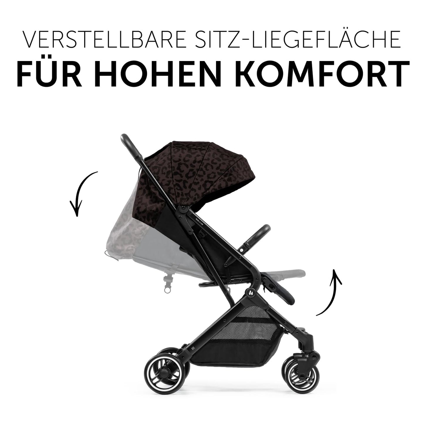 hauck Travel N Care, Leo Schwarz - Reise Buggy für Kinder ab Geburt bis 22 kg - mit Liegefunktion - Leicht 6,9 kg & Kompakt - Klein Zusammenklappbar - UPF 50+ - EVA Räder - Korb bis 3 kg