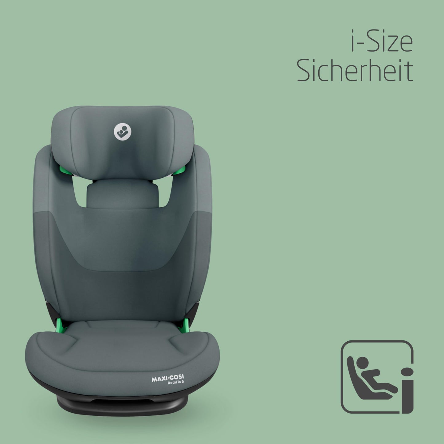 Maxi-Cosi RodiFix S i-Size Kindersitz, 100–150 cm, 3,5–12 Jahre, Autositz Kinder, 3 Liegepositionen, Verstellbare Höhe/Breite, G-CELL Side Impact Protection, AirProtect, Tonal Graphite