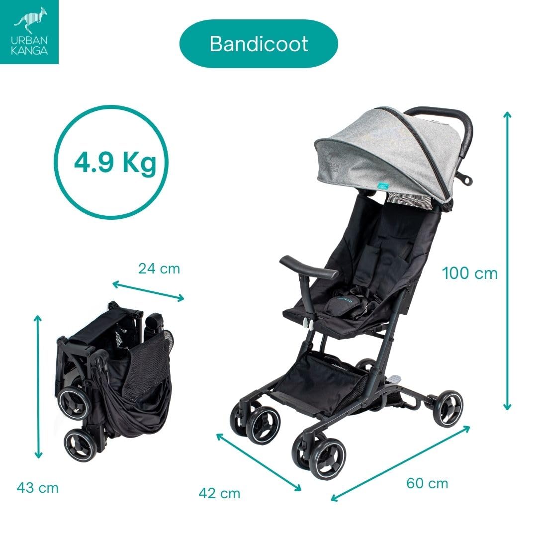 Urban Kanga Bandicoot Reisebuggy Flugzeug Handgepäck bis 25kg Kinderwagen (Hellgrau)