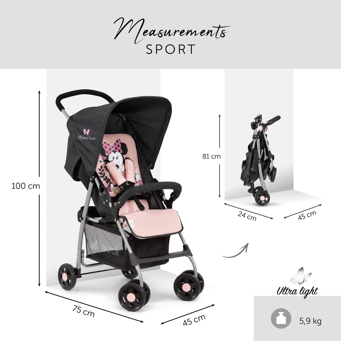 hauck Buggy Sport, Disney Minnie Sweetheart Rosa