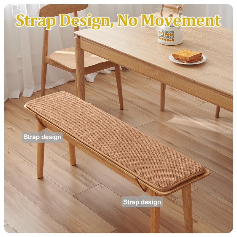 Outdoor-Bankkissen 150x40x5 cm, waschbar, rutschfest, Hellbraun