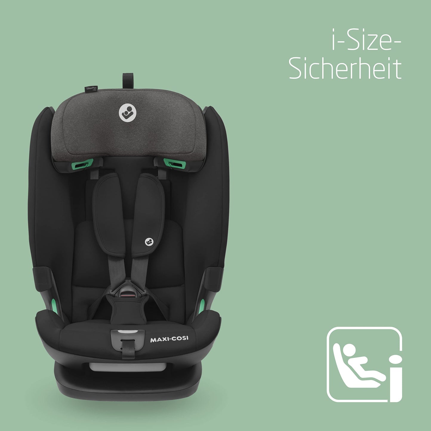 Maxi-Cosi Titan Plus i-Size, mitwachsender Kinderautositz, 15 Monat-12 Jahre (76-150 cm), G-CELL-Seitenaufprallschutz, 4 Liegepositionen, weiche Schaumstoffpolster in Kopfstütze, Authentic Black
