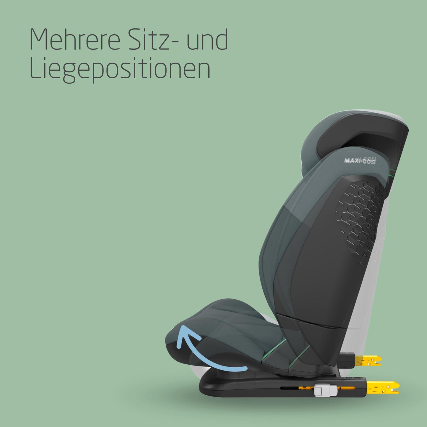Maxi-Cosi RodiFix S i-Size Kindersitz, 100–150 cm, 3,5–12 Jahre, Autositz Kinder, 3 Liegepositionen, Verstellbare Höhe/Breite, G-CELL Side Impact Protection, AirProtect, Tonal Graphite