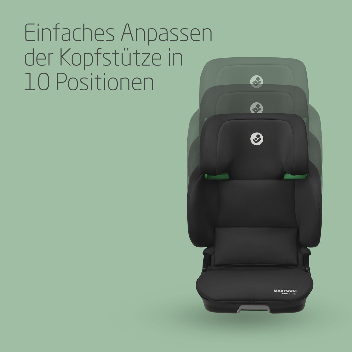 Maxi-Cosi Tanza i-Size, Klappbarer Kindersitz, 3,5-12 Jahren, 100–150 cm, 10 Kopfstützenpositionen, Tragbarer Reiseautositz, G-CELL Seitenaufprallschutz, Umweltfreundliche Produktion, Full Black