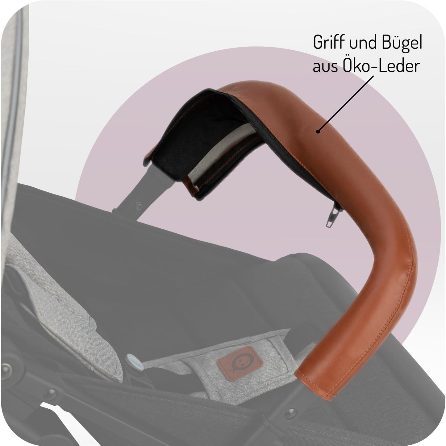 MoMi ESTELLE Kinderwagen ab 6. Monat (bis 15 kg), klappbarer Buggy mit 5-Punkt-Sicherheitsgurt, Einkaufskorb und Liegefunktion, Teleskop-Stange zum Ziehen, steht nach dem Zusammenklappen