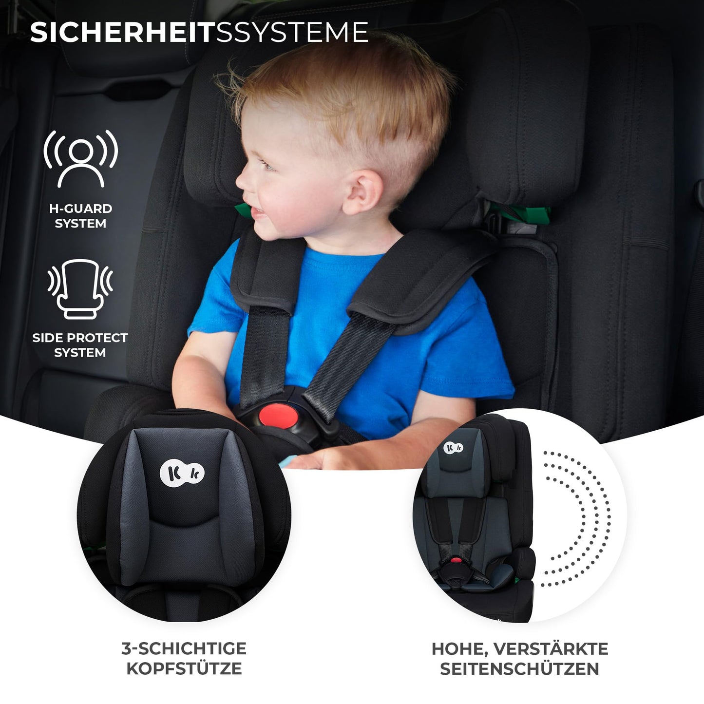 Kinderkraft SAFETY FIX 2 I-SIZE Kindersitz mit ISOFIX - 76-150cm, Schwarz