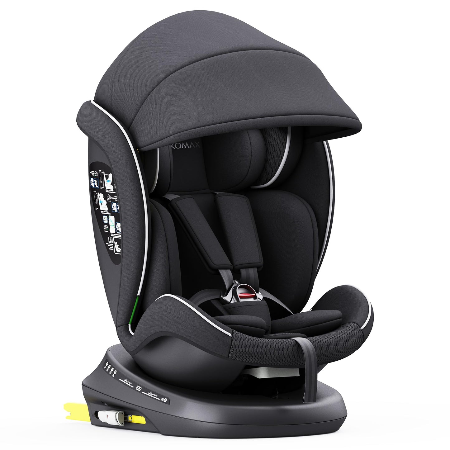 XOMAX 946i Kindersitz drehbar 360° mit ISOFIX, Liegefunktion I mitwachsend I 0-36 kg, 0-12 Jahre, Gruppe 0/1/2/3 I 5-Punkt-Gurt und 3-Punkt-Gurt I Bezug abnehmbar, waschbar I ECE R129