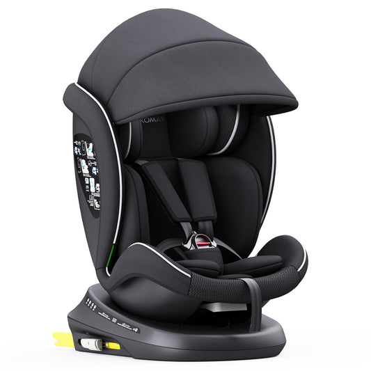 XOMAX 946i Kindersitz drehbar 360° mit ISOFIX, Liegefunktion I mitwachsend I 0-36 kg, 0-12 Jahre, Gruppe 0/1/2/3 I 5-Punkt-Gurt und 3-Punkt-Gurt I Bezug abnehmbar, waschbar I ECE R129