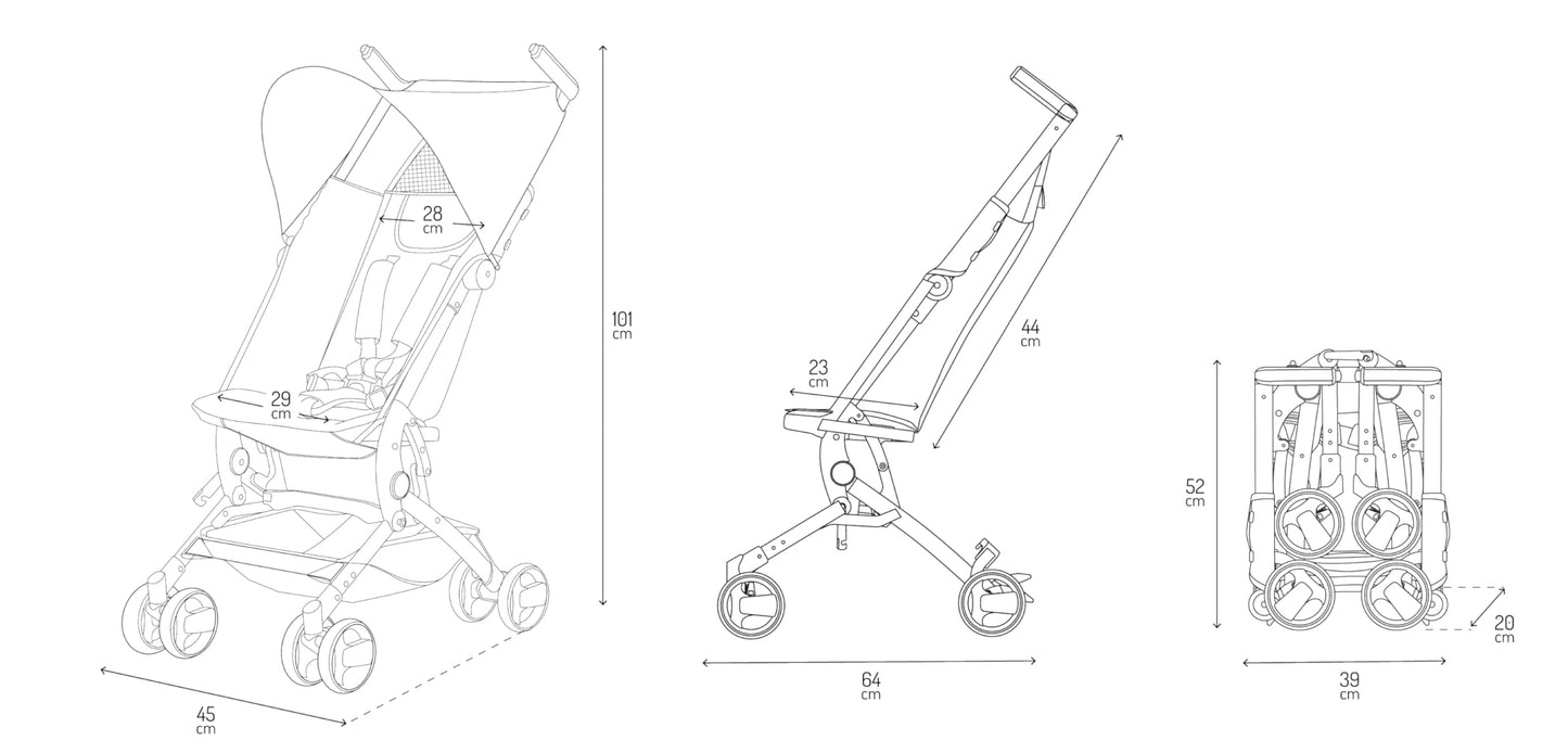 MoMi GRACE leichter Kinderwagen ab 6 Monaten kompakt Buggy mit einem Rucksack zum Tragen passt als Handgepäck faltbarer Reisebuggy 5-Punkt-Gurt