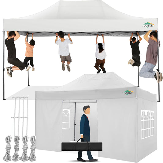COBIZI 3x4,5m Faltpavillon mit 4 Seitenwänden, Wasserdicht für Garten und Events