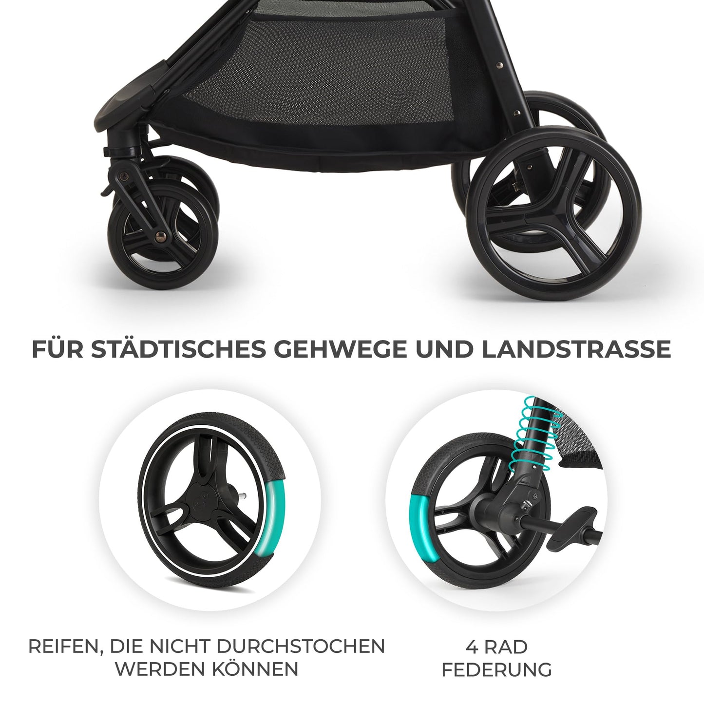 Kinderkraft GRANDE PLUS Kinderkraft buggy von Geburt bis 22 kg, Zusammenklappen mit einer Hand, Liegeposition, großes Verdeck mit Fenster, alle 4 Räder gedämpft, geräumige Sitz, Happy shapes