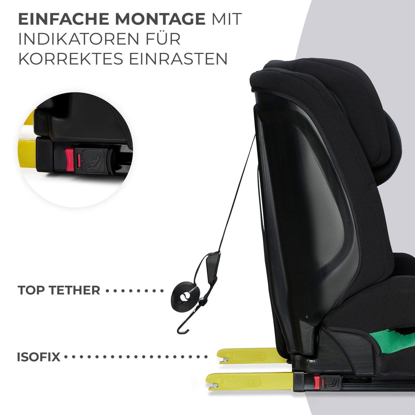 Kinderkraft SAFETY FIX 2 I-SIZE Kindersitz mit ISOFIX - 76-150cm, Schwarz