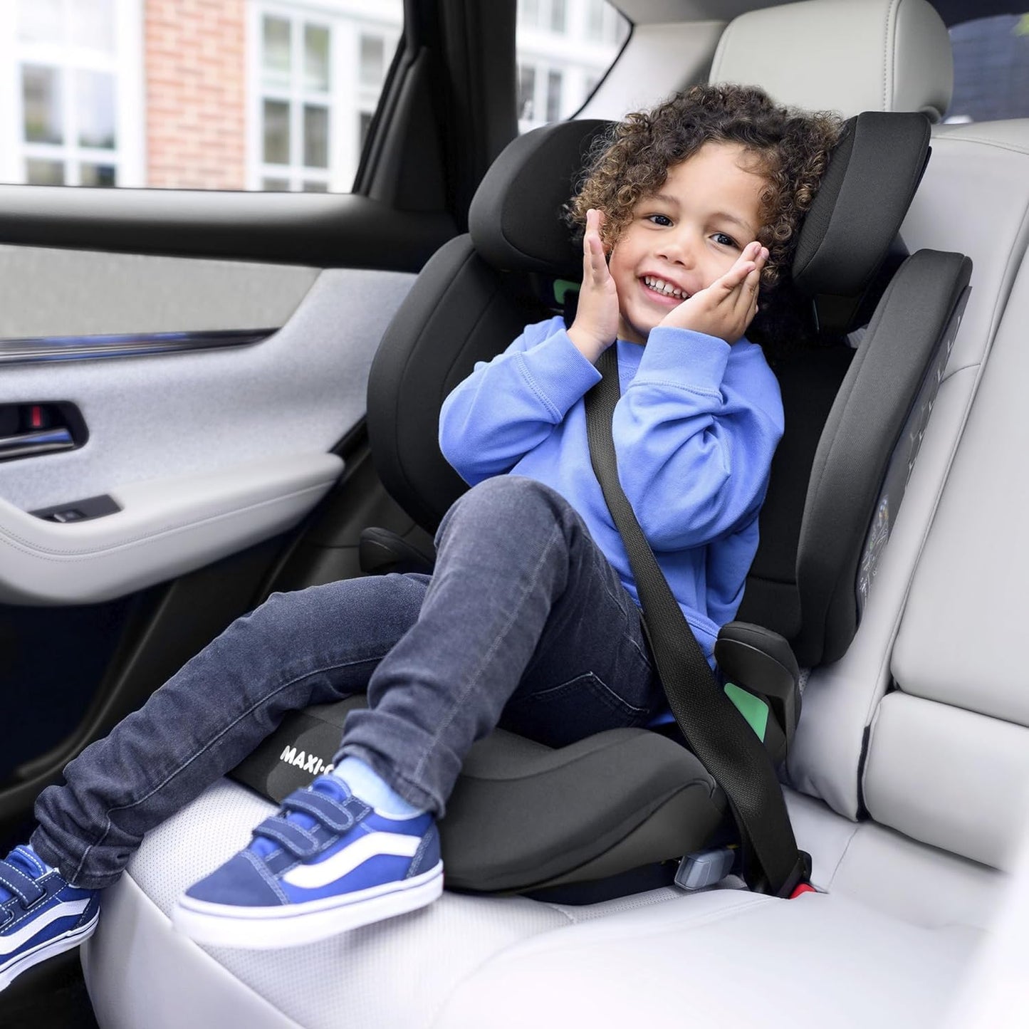Maxi-Cosi RodiFix M i-Size, Kindersitz mit hohem Rücken, 3,5–12 Jahre, 100–150 cm, ISOFIX-Kindersitz, G-CELL Seitenaufprallschutz, verstellbare Höhe, schnelles und einfaches Anschnallen, Basic Grey