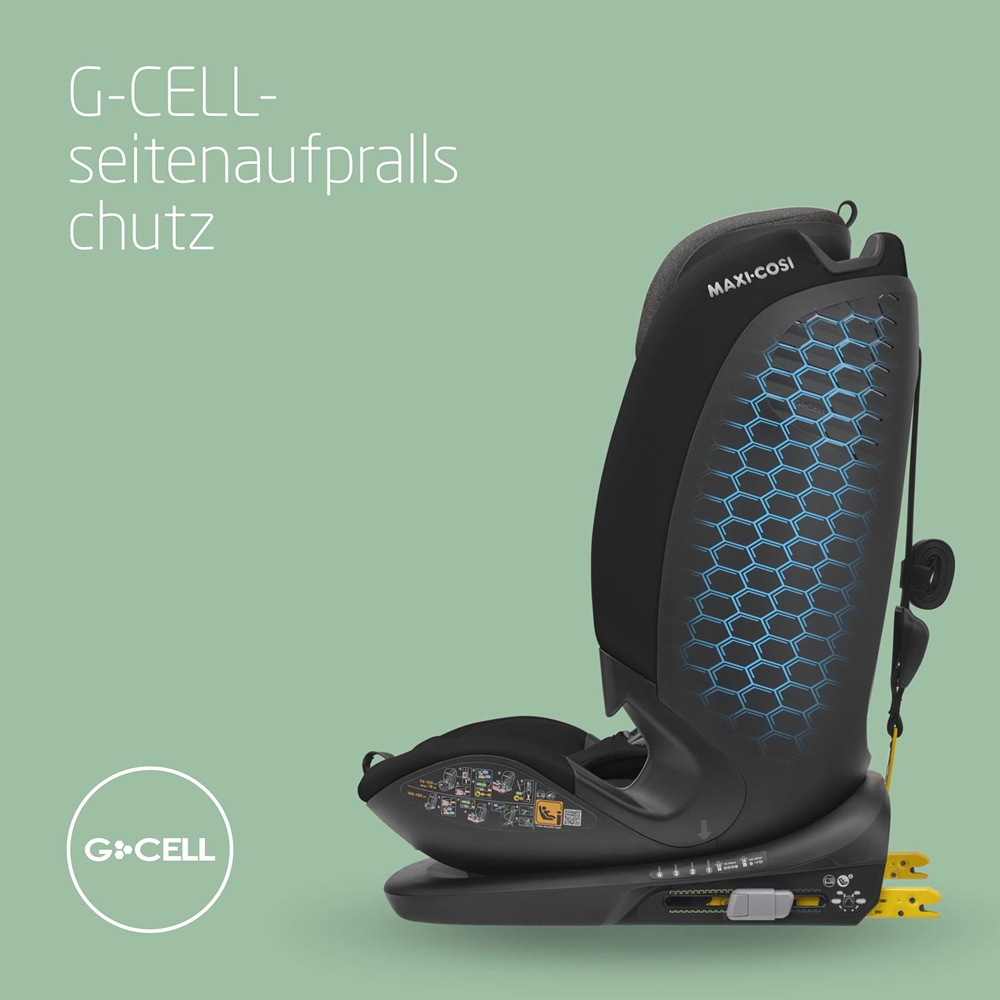 Maxi-Cosi Titan Plus i-Size, mitwachsender Kinderautositz, 15 Monat-12 Jahre (76-150 cm), G-CELL-Seitenaufprallschutz, 4 Liegepositionen, weiche Schaumstoffpolster in Kopfstütze, Authentic Black