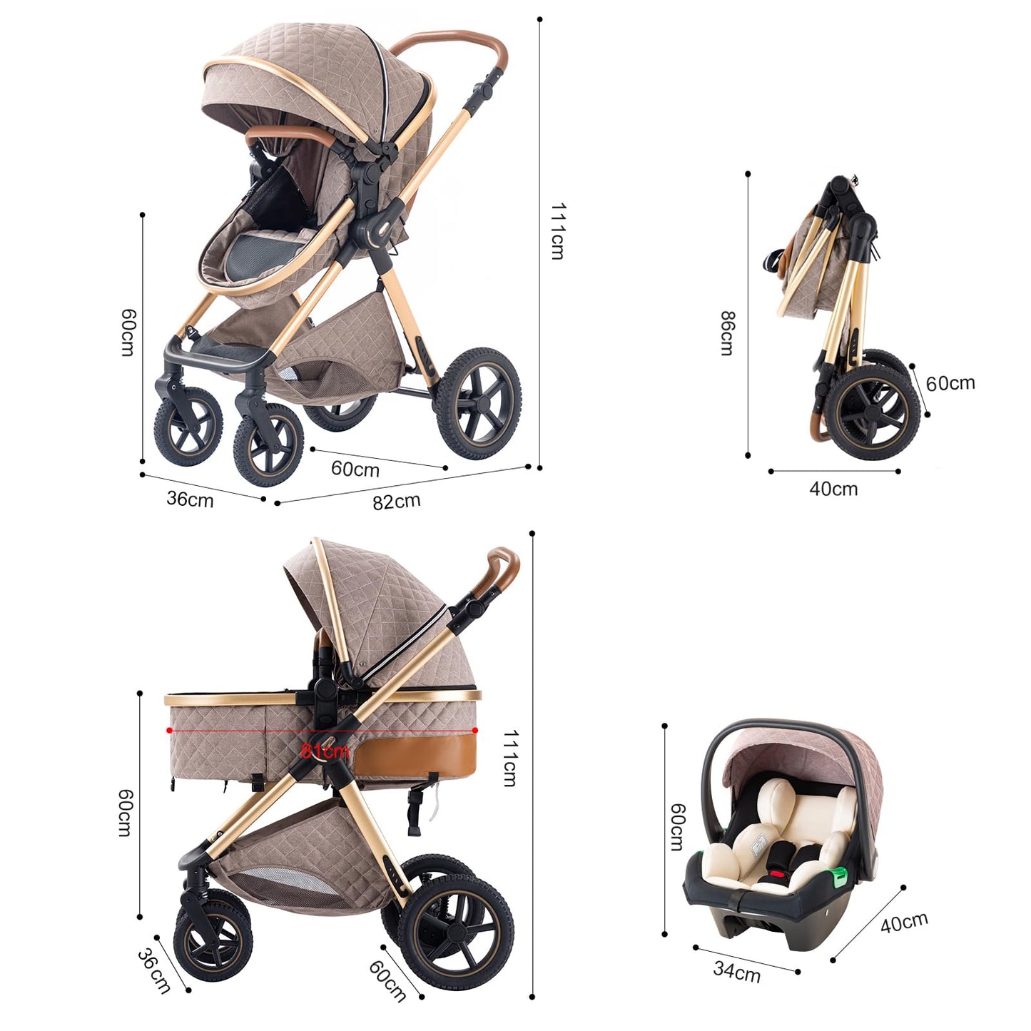 BEBBY 3-in-1 Kinderwagen KombiKinderwagen-Set