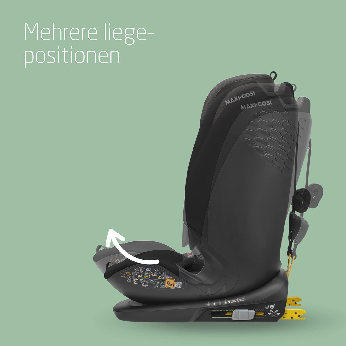 Maxi-Cosi Titan Plus i-Size, mitwachsender Kinderautositz, 15 Monat-12 Jahre (76-150 cm), G-CELL-Seitenaufprallschutz, 4 Liegepositionen, weiche Schaumstoffpolster in Kopfstütze, Authentic Black