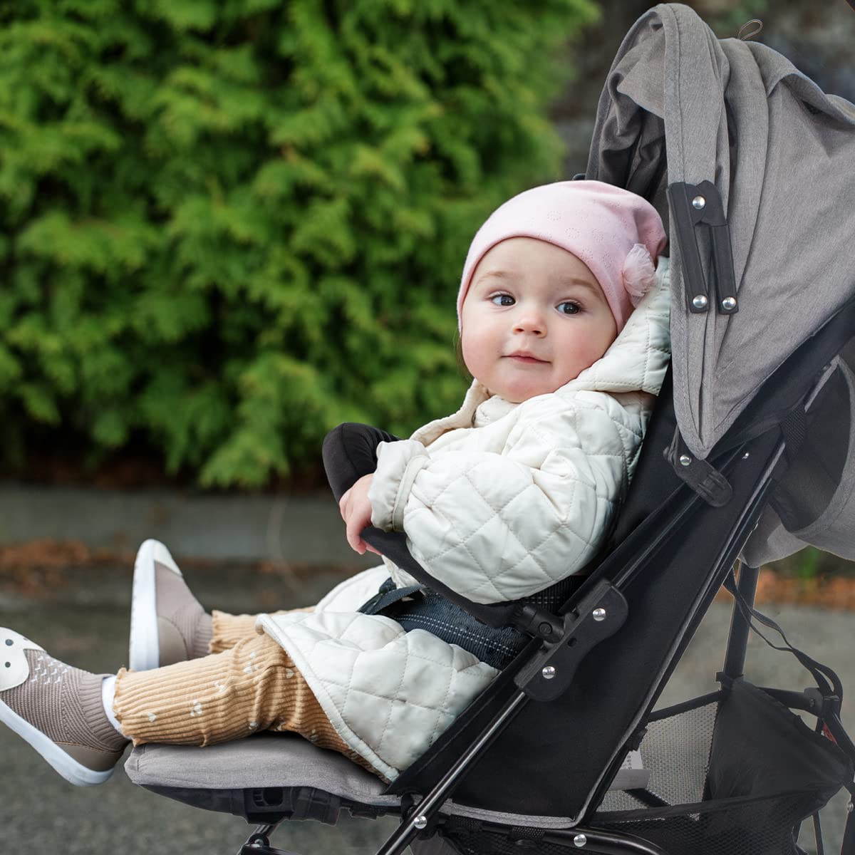 Mobiclinic®, Kinderwagen, Buggy, Elefant, Verstellbare rückenlehne, Doppeltes sicherheitssystem, Abnehmbare räder, Verstellbarer 5-punkt-gurt, Leichter, Grau und schwarz