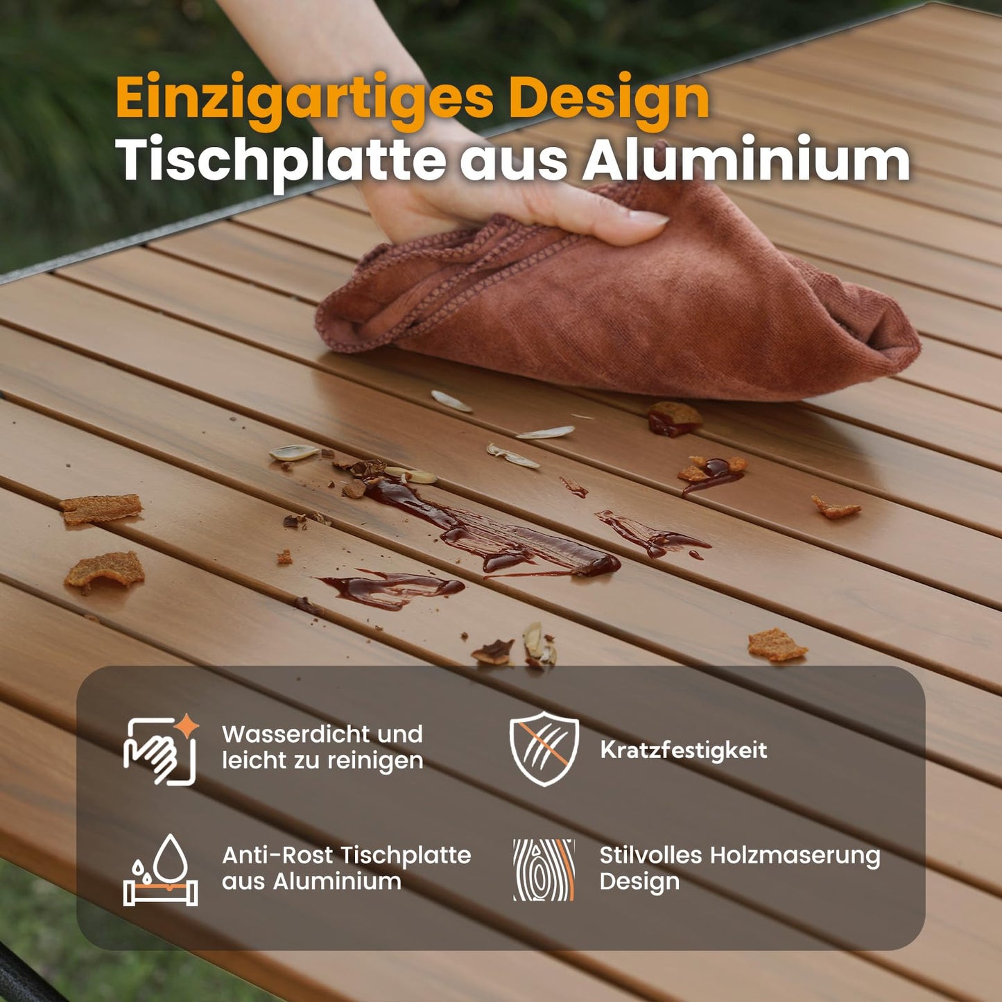 Nature Klappbar Camping Tisch 100KG für 6 Personen – 118x70CM