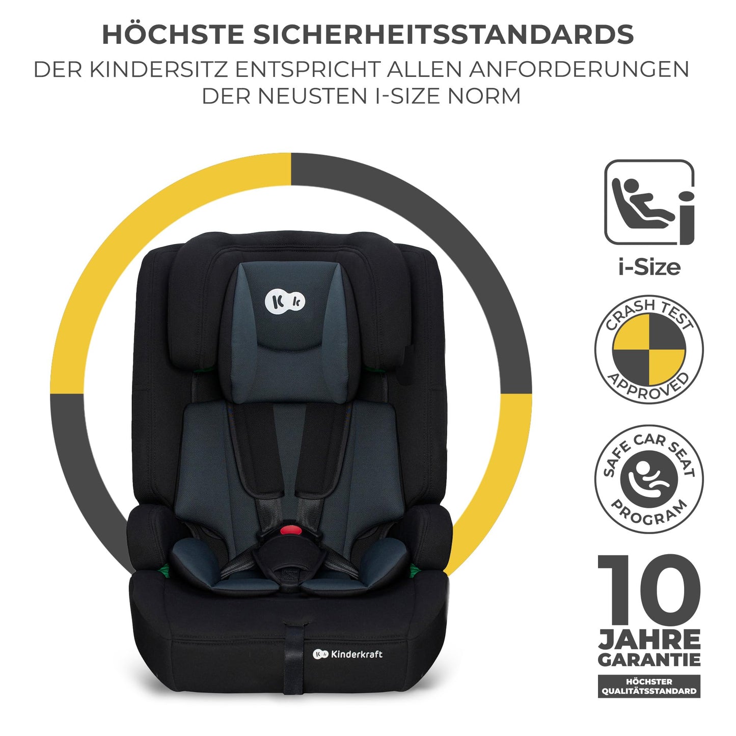 Kinderkraft SAFETY FIX 2 I-SIZE Kindersitz mit ISOFIX - 76-150cm, Schwarz