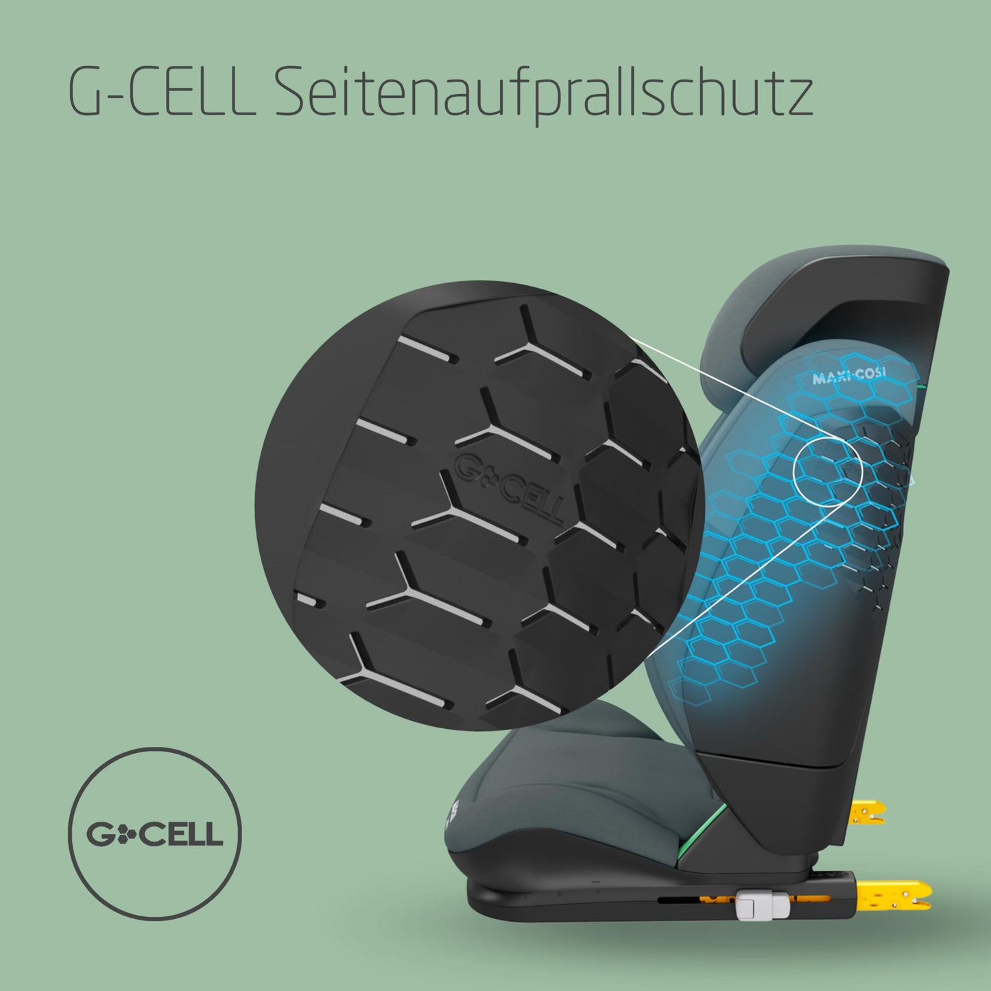 Maxi-Cosi RodiFix S i-Size Kindersitz, 100–150 cm, 3,5–12 Jahre, Autositz Kinder, 3 Liegepositionen, Verstellbare Höhe/Breite, G-CELL Side Impact Protection, AirProtect, Tonal Graphite