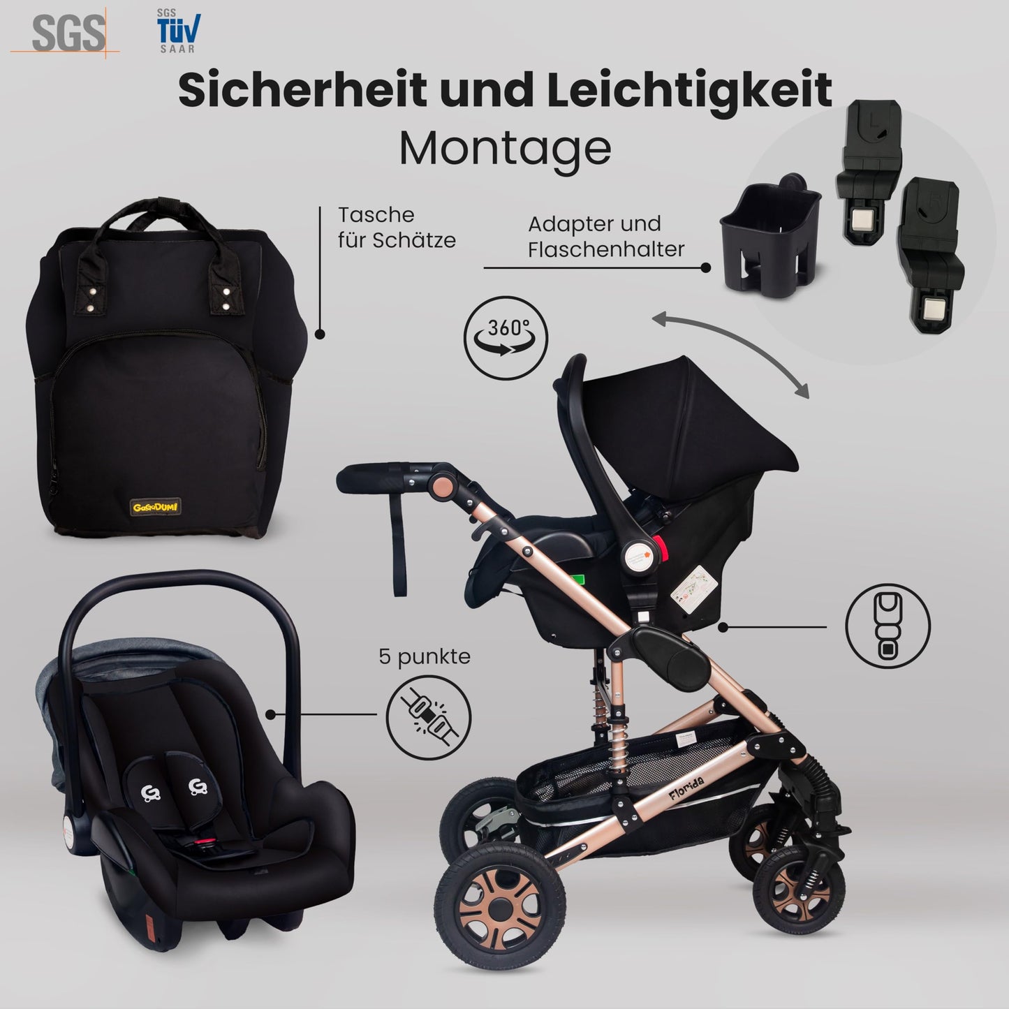 GaGaDumi Florida Kinderwagen 3 in 1