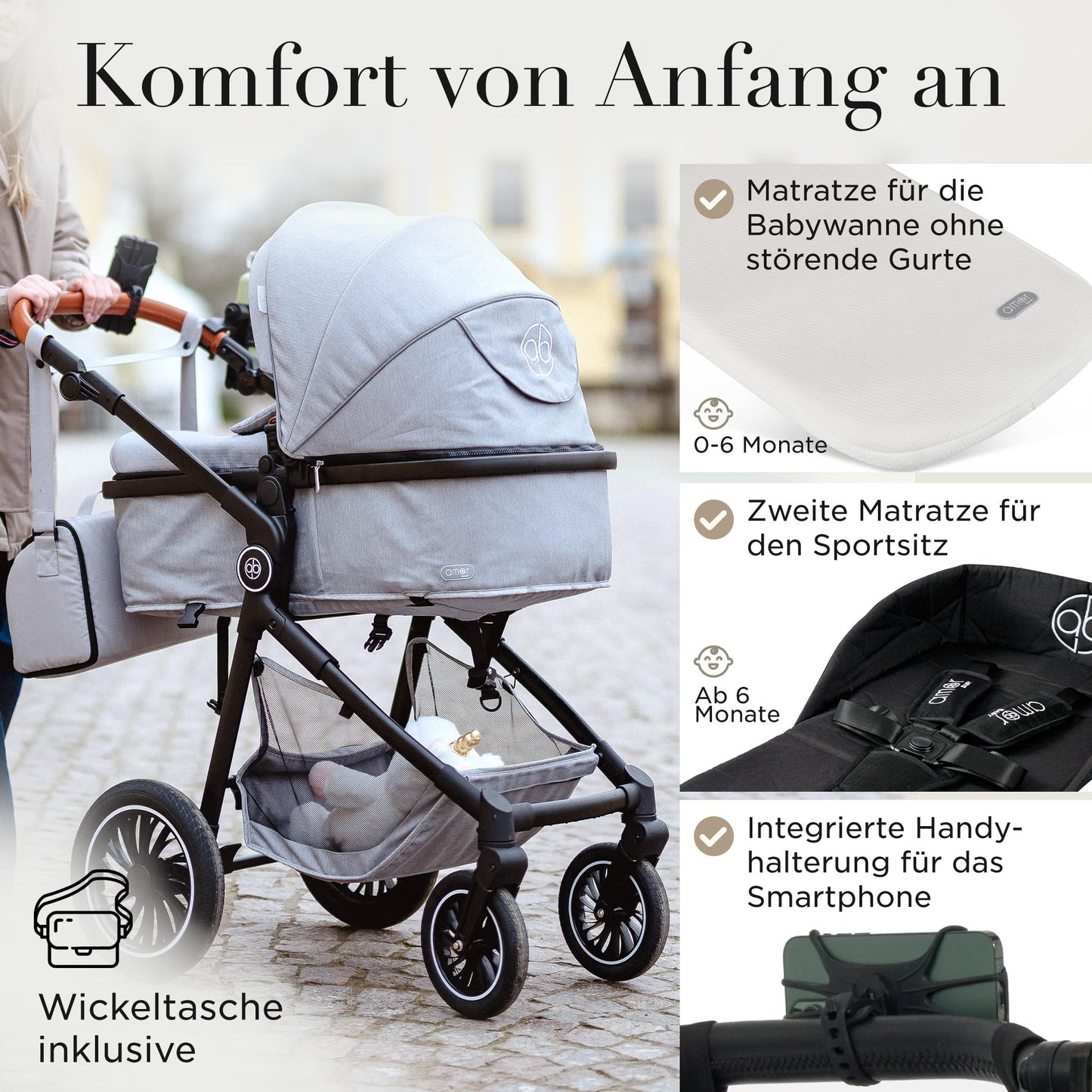 Kinderwagen 3 in 1 mit Babyschale