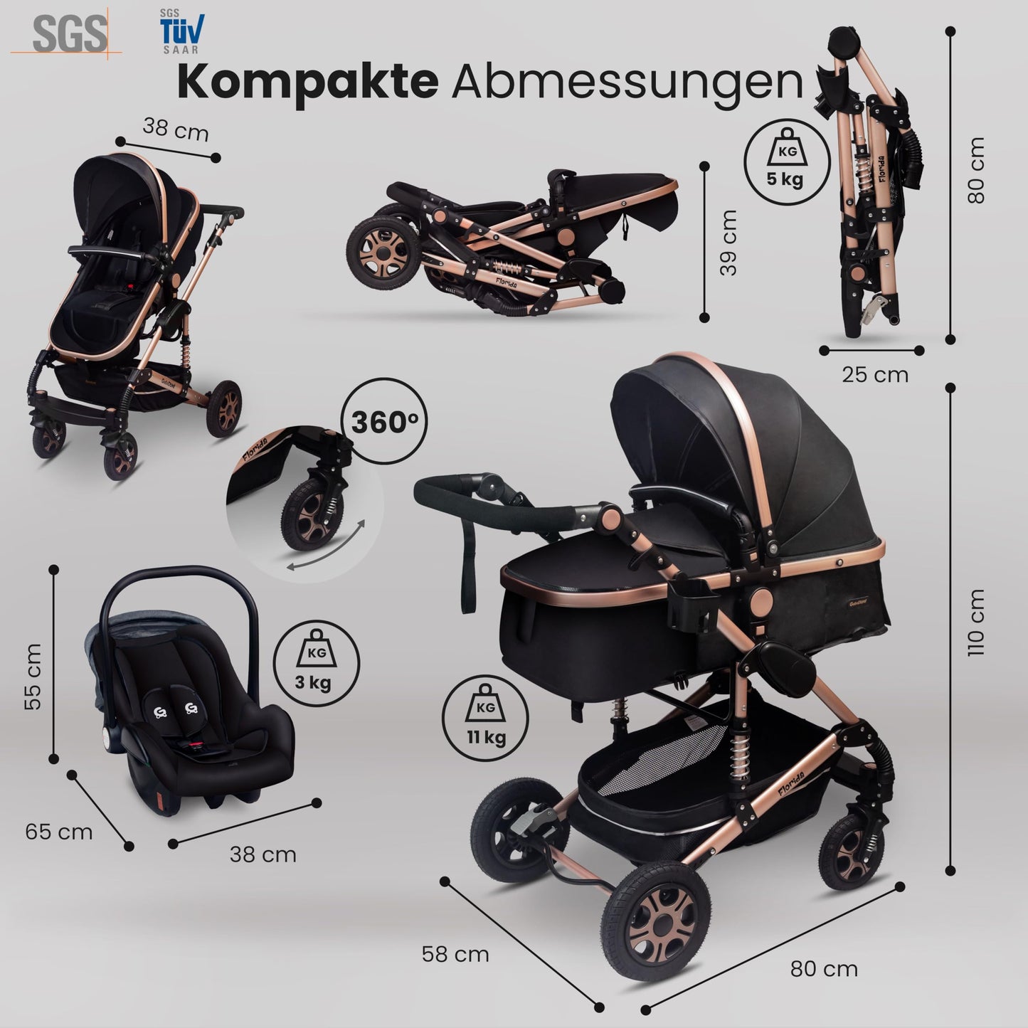 GaGaDumi Florida Kinderwagen 3 in 1
