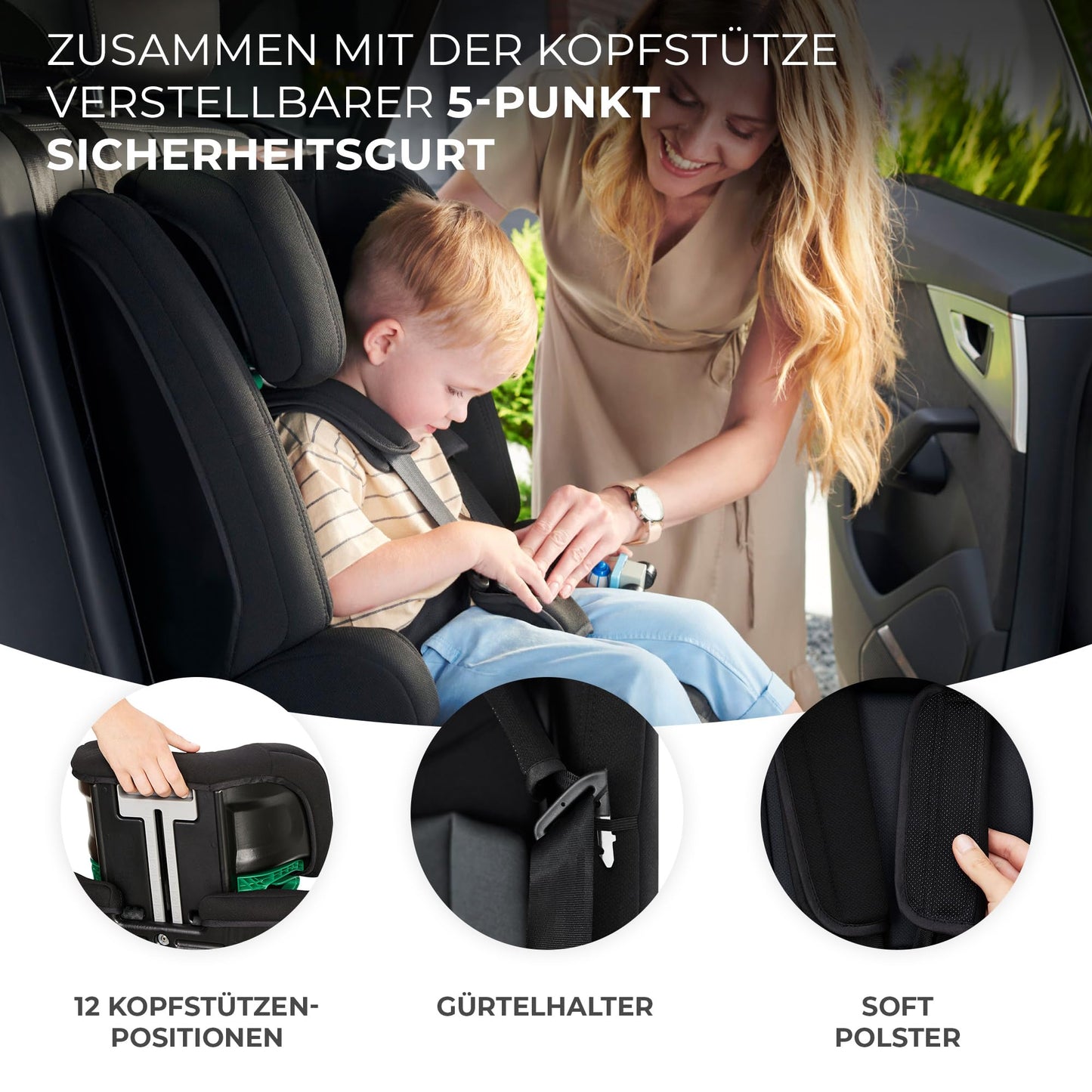 Kinderkraft SAFETY FIX 2 I-SIZE Kindersitz mit ISOFIX - 76-150cm, Schwarz