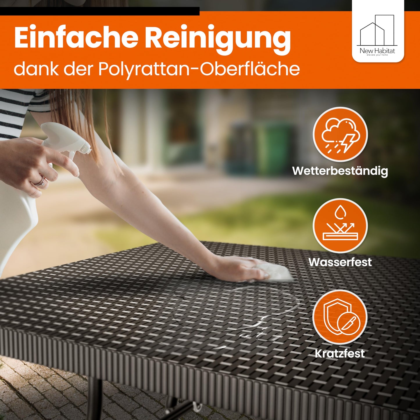 NewHabitat I Kunststoff Bierzeltgarnitur Klappbar I 3er Set, Tisch + 2 x Bank mit Tragegriffe, Biertischgarnitur, Festzeltgarnitur, Bierbank klappbar, HxBxT: 75x180x75 cm (Schwarz)