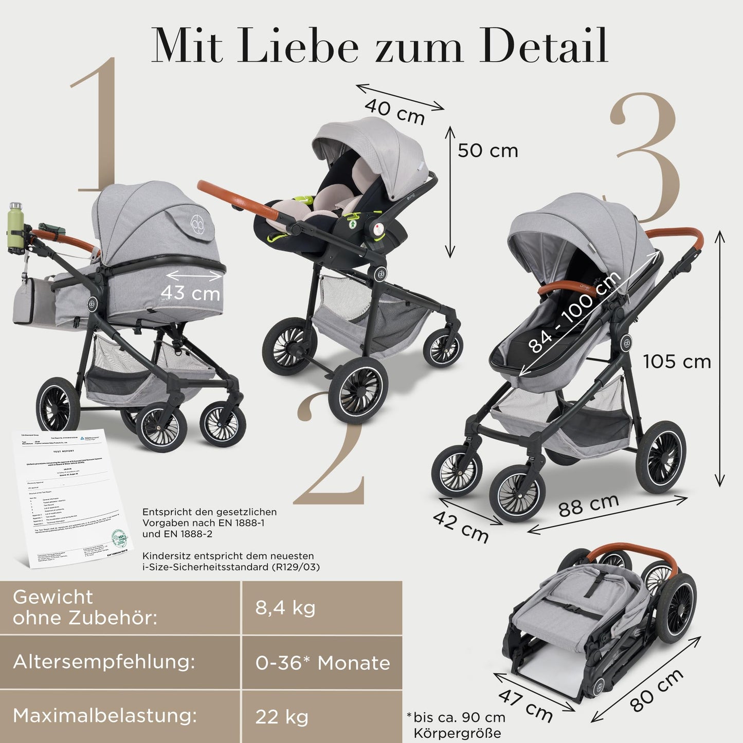 Kinderwagen 3 in 1 mit Babyschale
