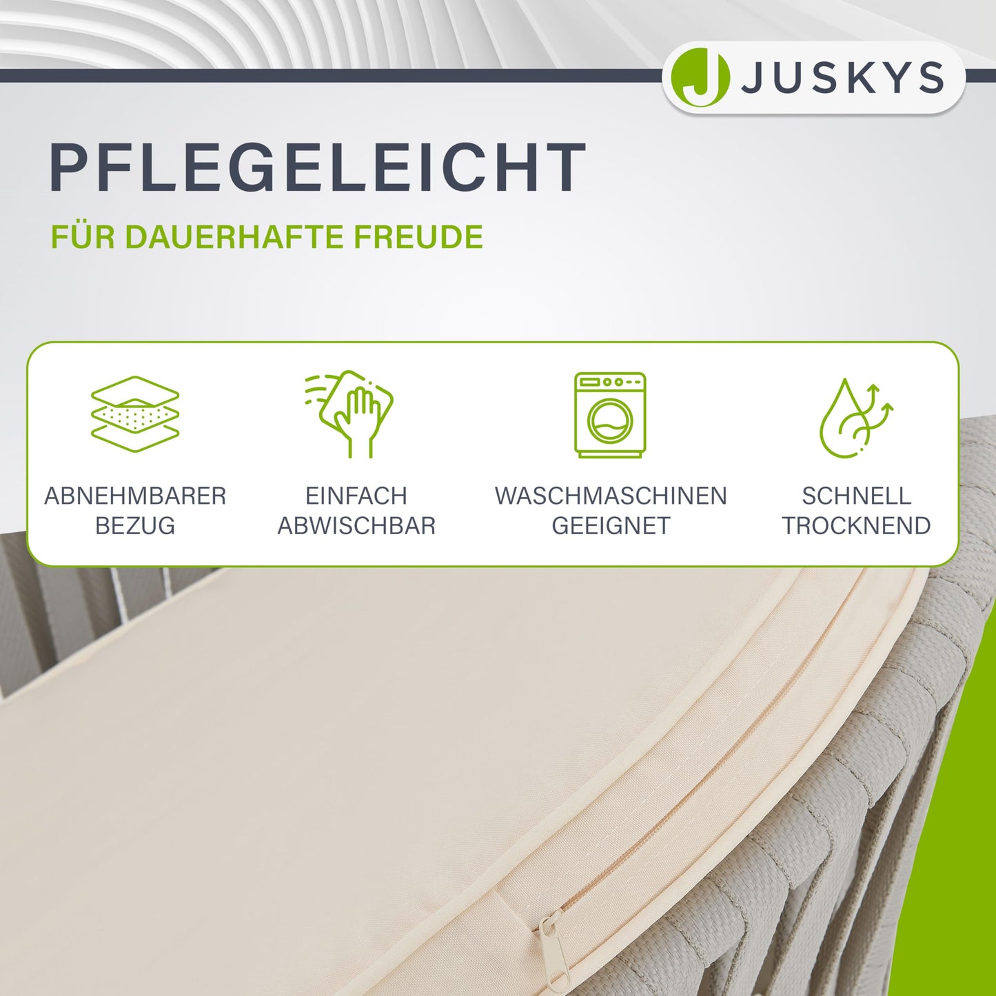 Juskys Rope Gartenstühle, 2er Set, wetterfest, bis 160 kg, Hellgrau.